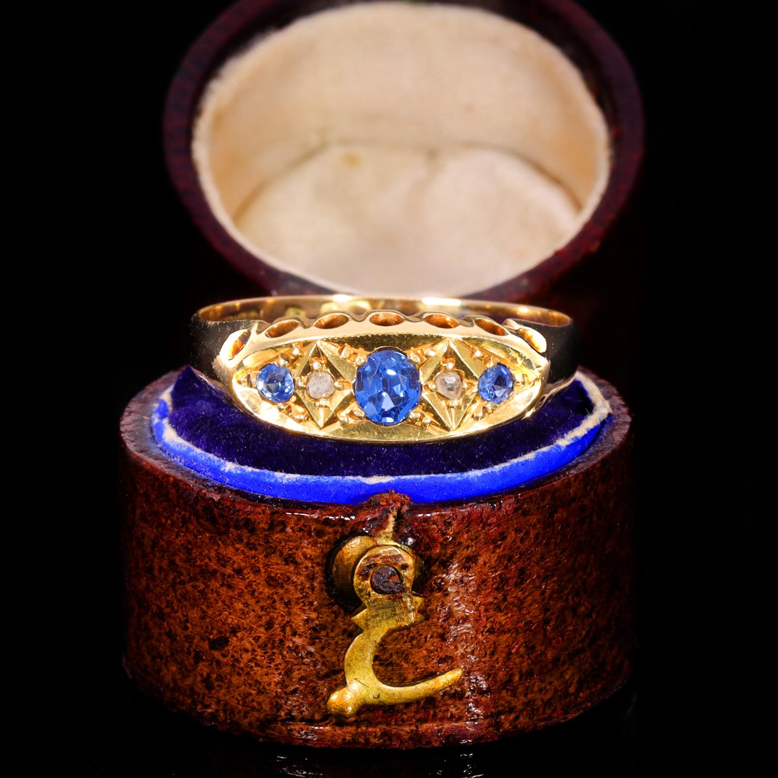 The Antique Victorian Sapphire And Diamond Boat Ring (1 of 11)