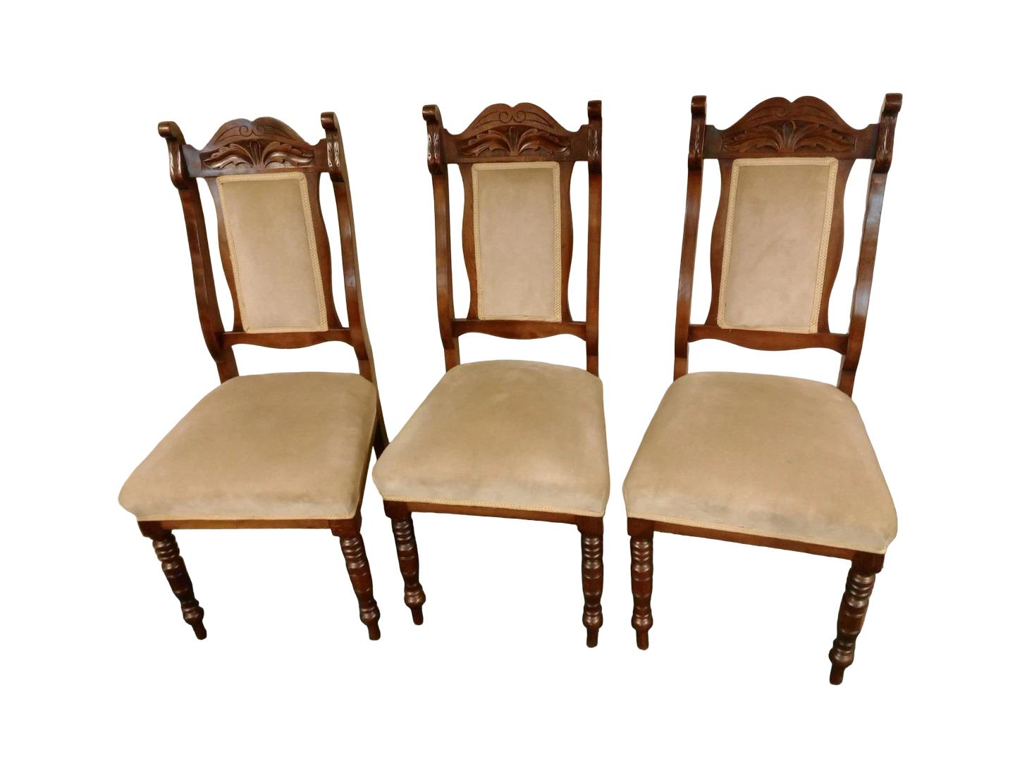 Antique Victorian Set of 3 Oak Dining Chairs Sprung Seats (1 of 4) Antique Victorian Set of 3 Oak Dining Chairs Sprung Seats (1 of 4)