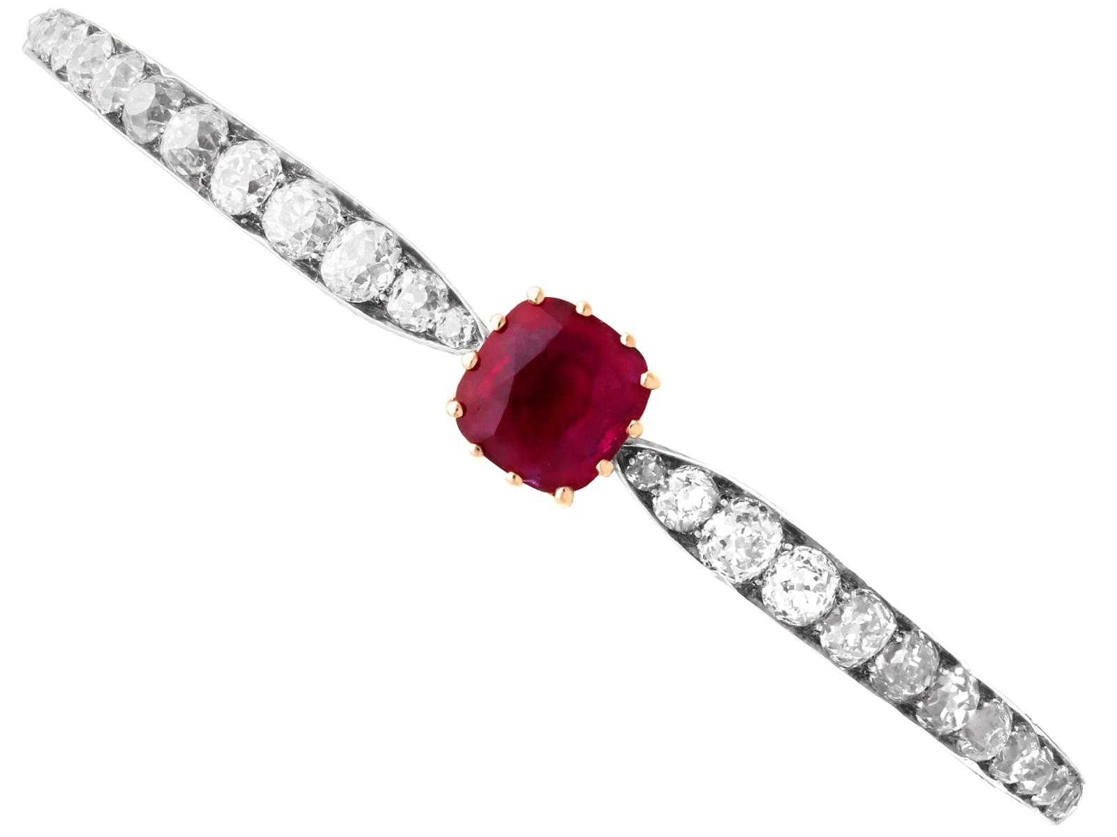Antique 2.90ct Ruby & 4.12ct Diamond, 18ct Rose Gold Bangle c.1890 (1 of 16)