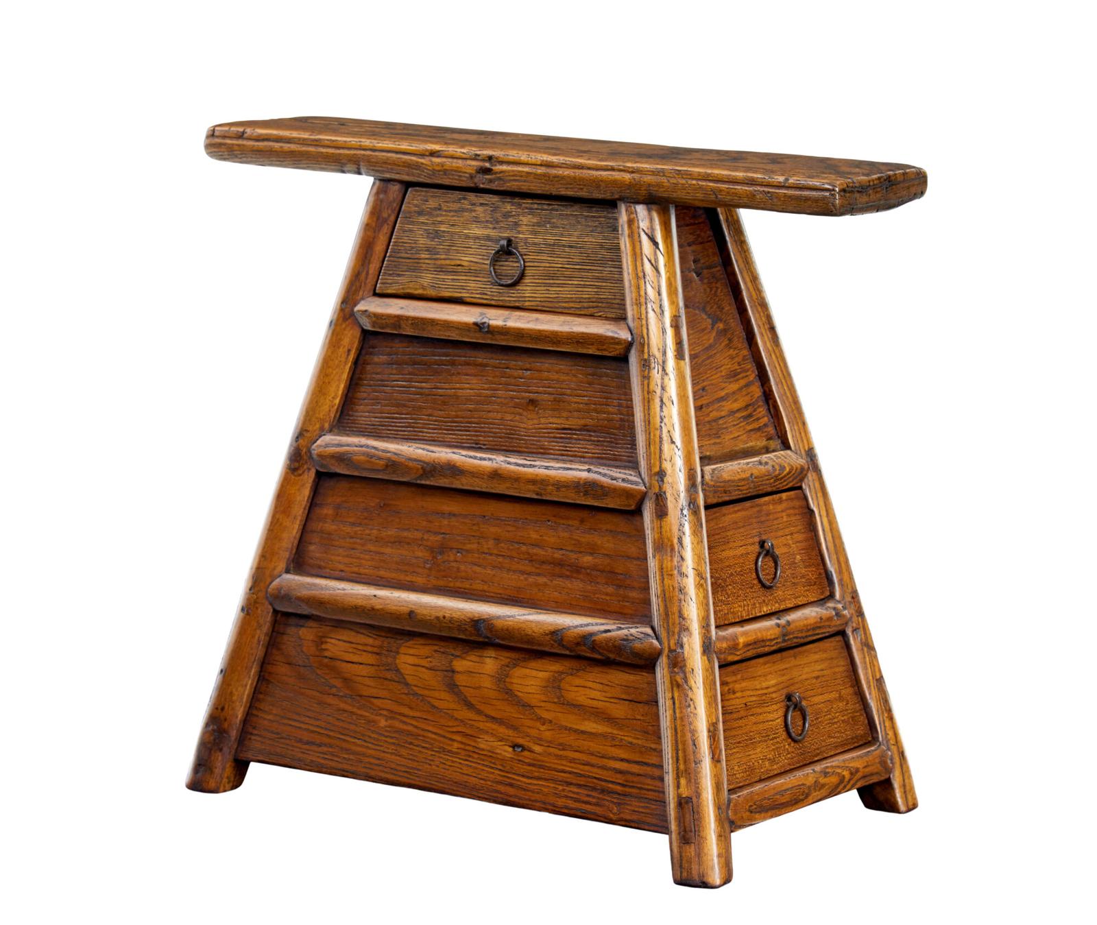 Small 19th Century Elm Table Top Chest of Drawers (1 of 8)