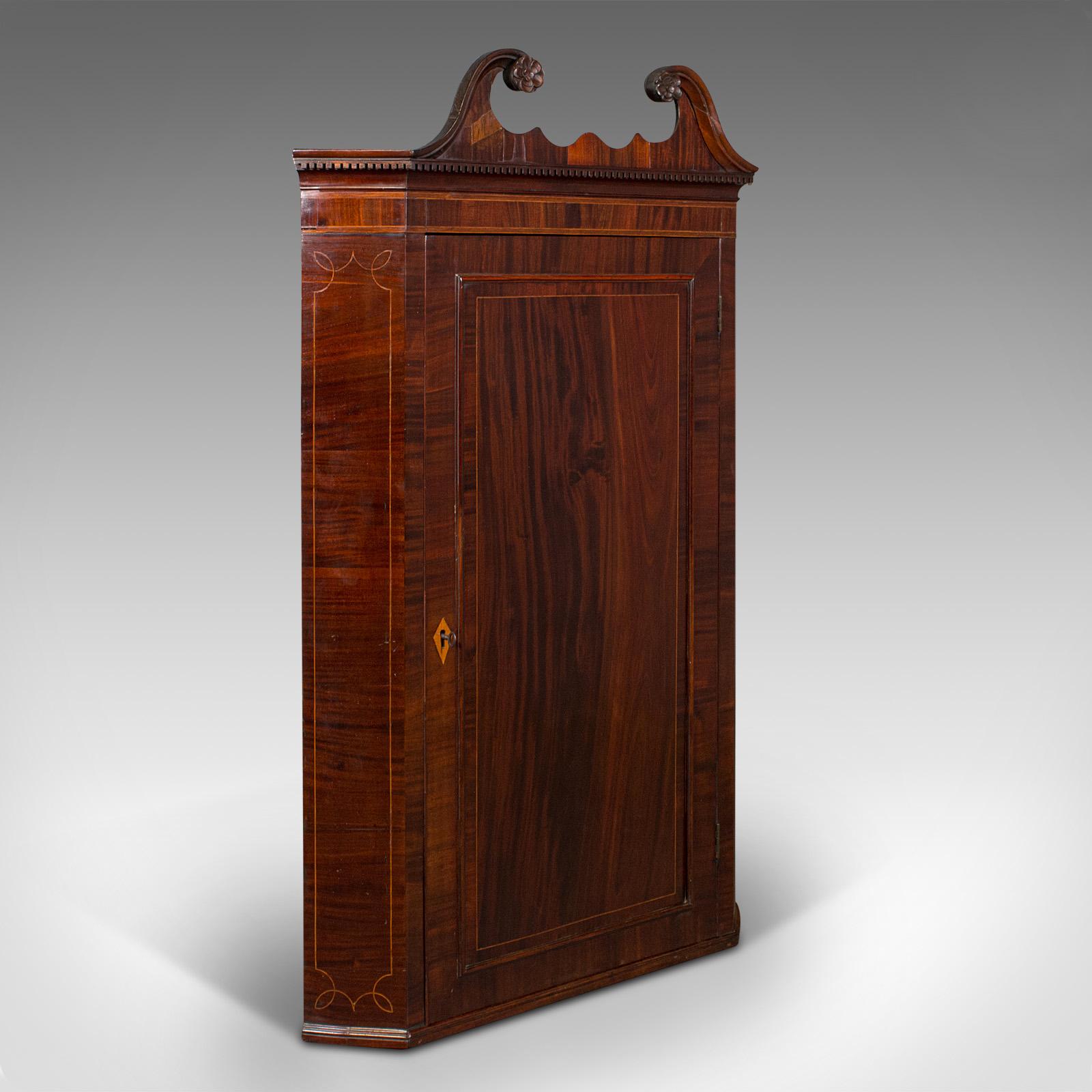 Antique Corner Cabinet, English, Flame Mahogany, Wall Cupboard, Georgian c.1760 (1 of 10)