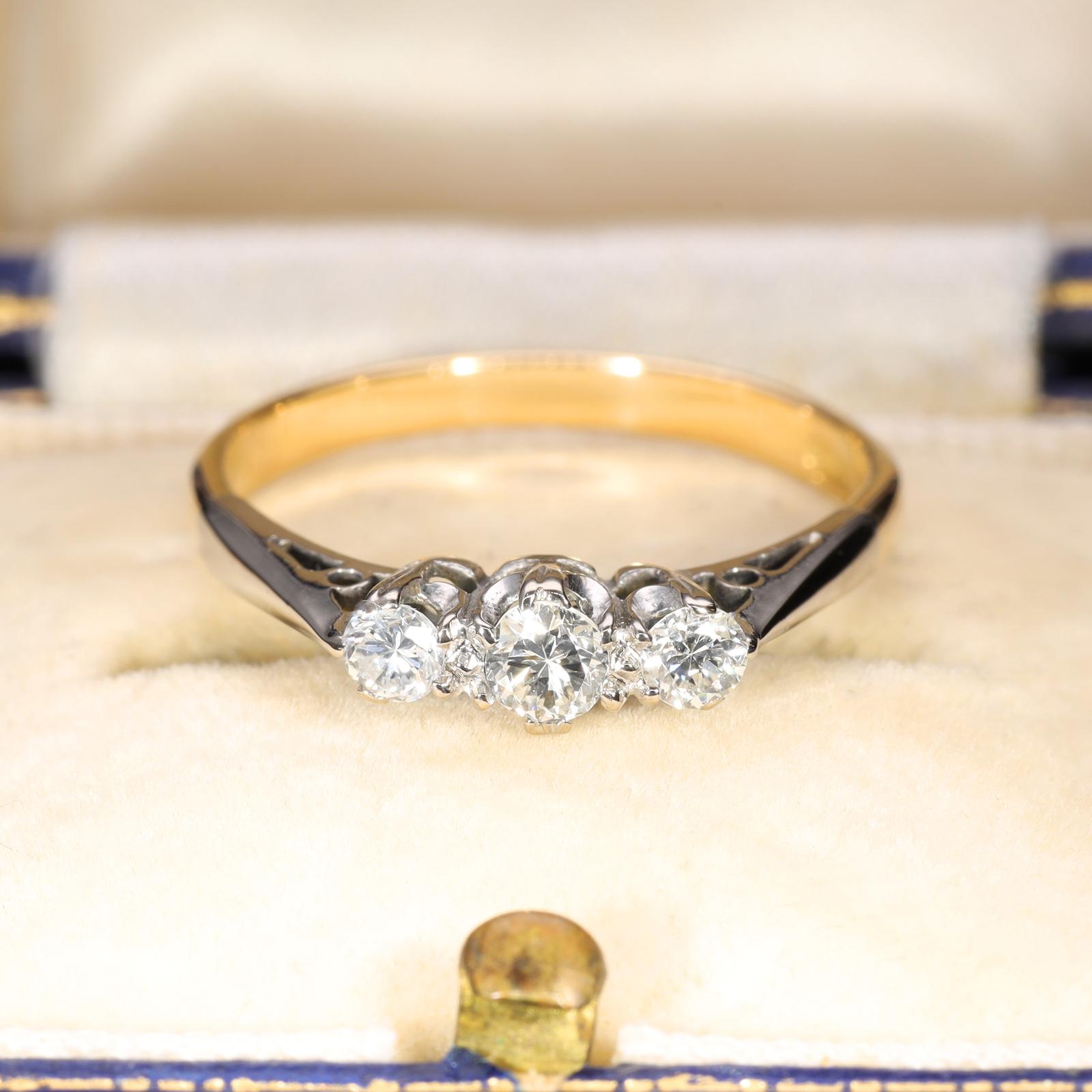 The Vintage Brilliant Cut Diamond Trio Classic Ring (1 of 8)