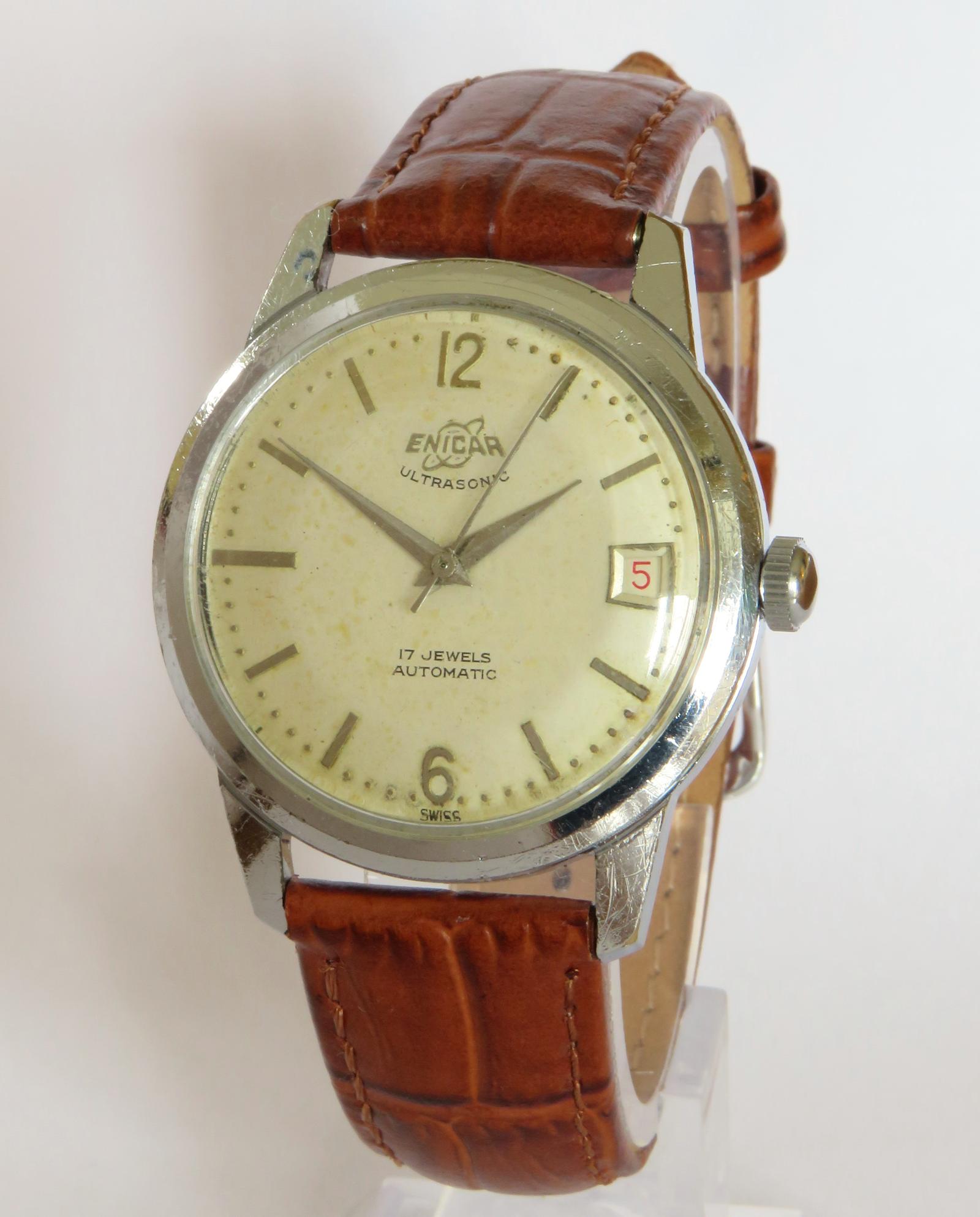 Watch : Gents 1950s Enicar Ultrasonic Automatic Wrist Watch (1 of 5)
