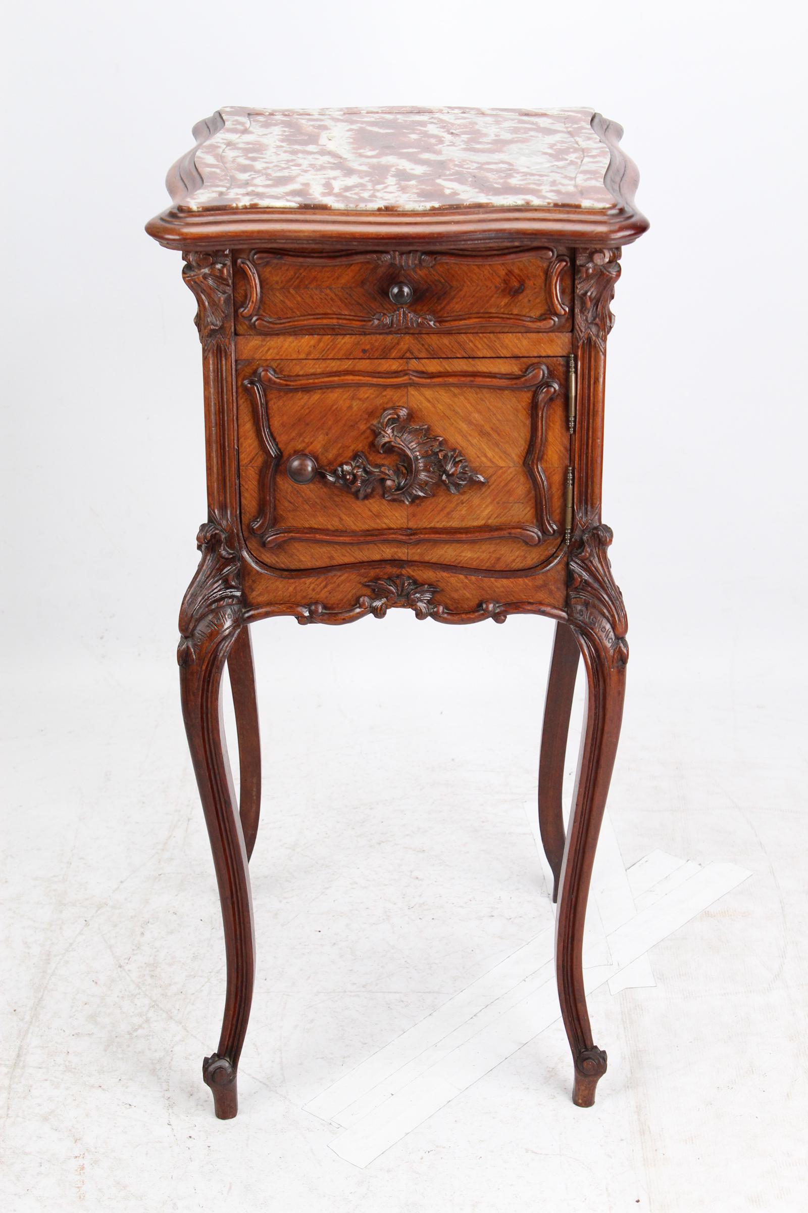 Antique French Kingwood & Marble Bedside Cabinet (1 of 13) Antique French Kingwood & Marble Bedside Cabinet (1 of 13)