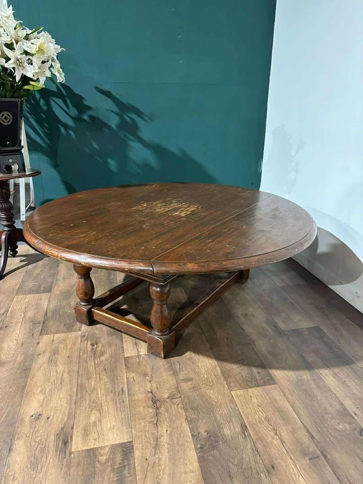 Vintage Large Oak Drop Leaf Coffee Table (1 of 14)