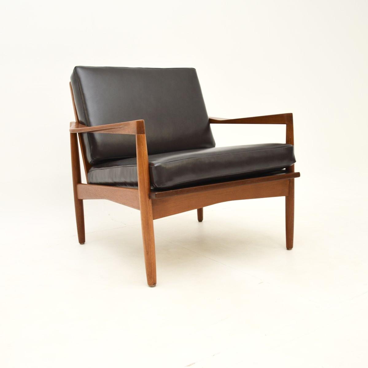 Danish Vintage Teak and Leather Armchair by Christian Jensen for Haslev (1 of 11)