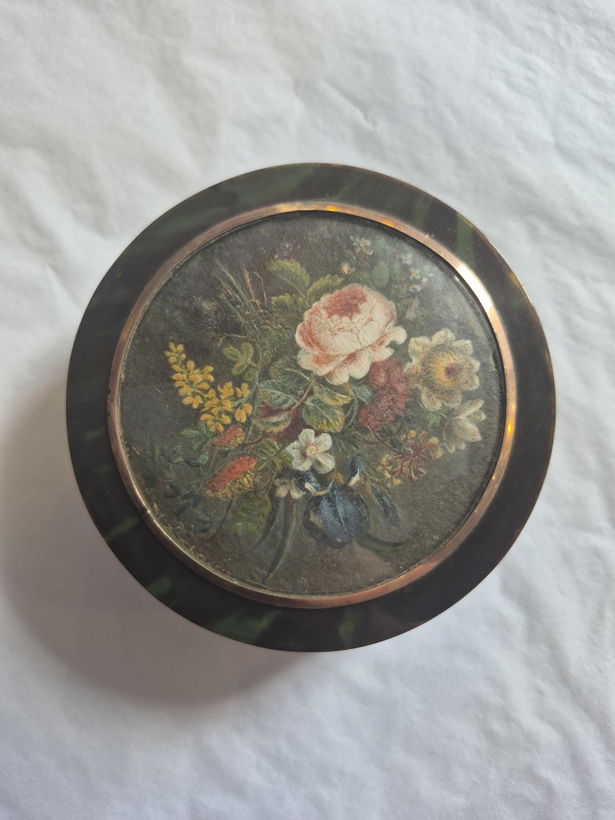 18th Century Hand Painted Tortoiseshell & Gold Box (1 of 8)