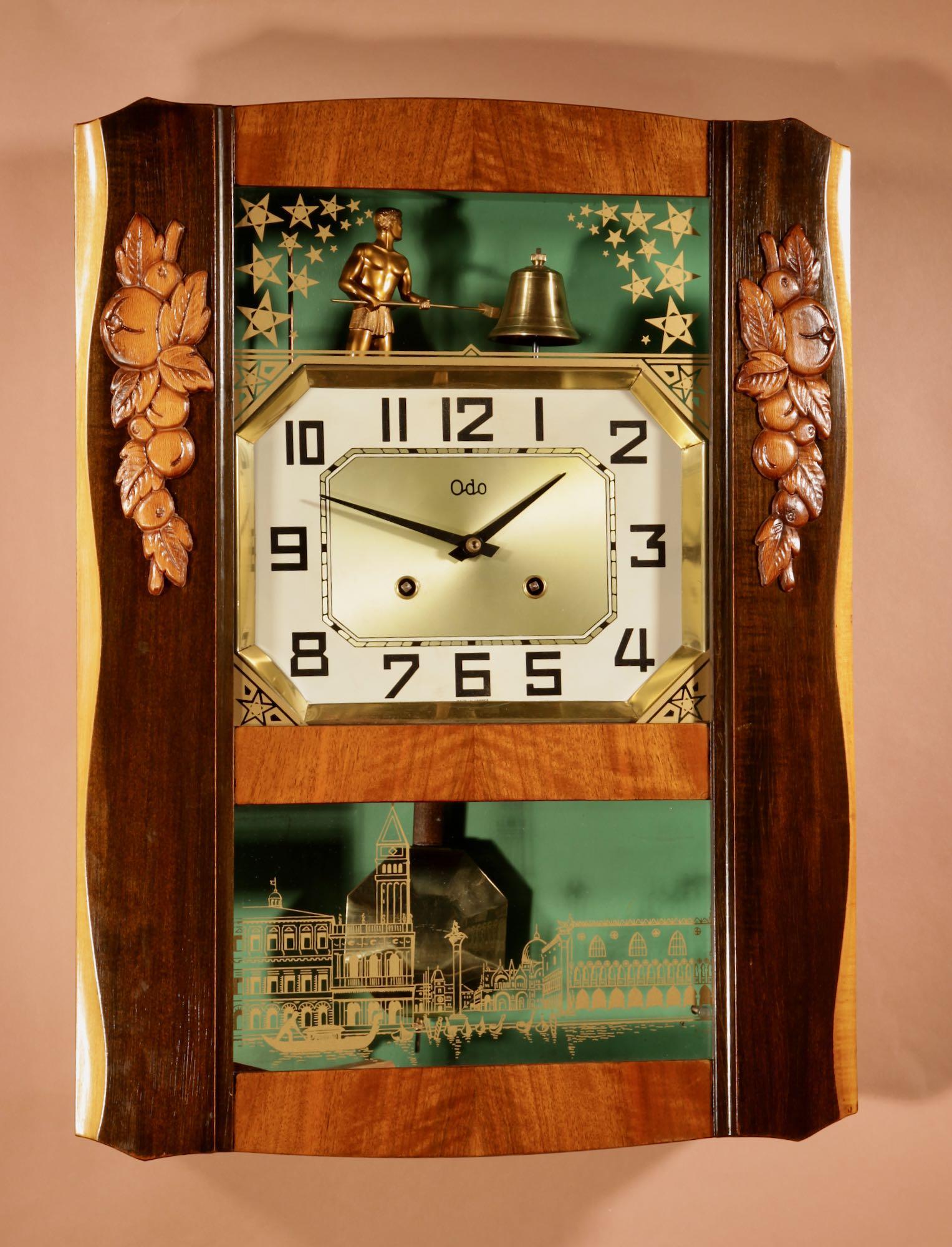 Venetian Italian Interest Automation Walnut Signed Odo Striking Wall Clock (1 of 13) Venetian Italian Interest Automation Walnut Signed Odo Striking Wall Clock (1 of 13)