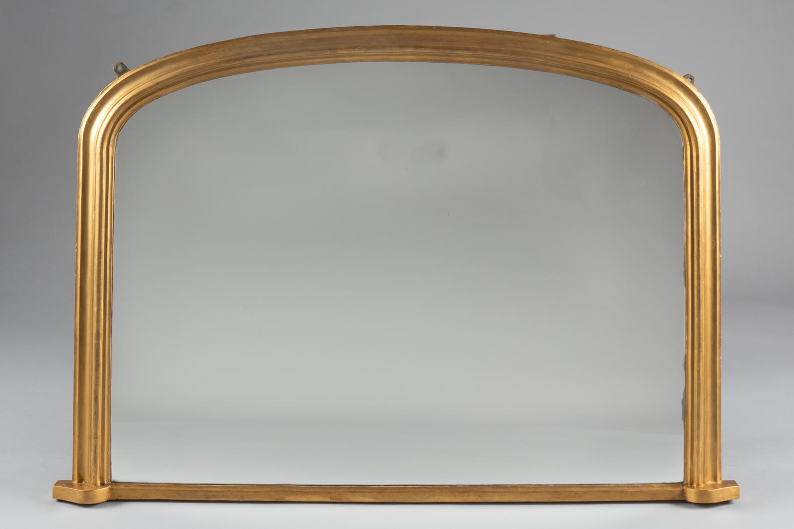 Large 19th Century Victorian English Gilt Archtop Overmantle Mirror