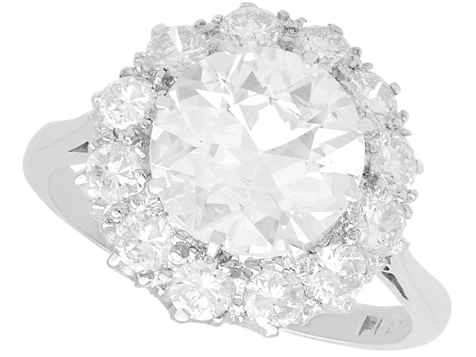 3.42ct Diamond & Platinum Cluster Ring c.1925 (1 of 12)