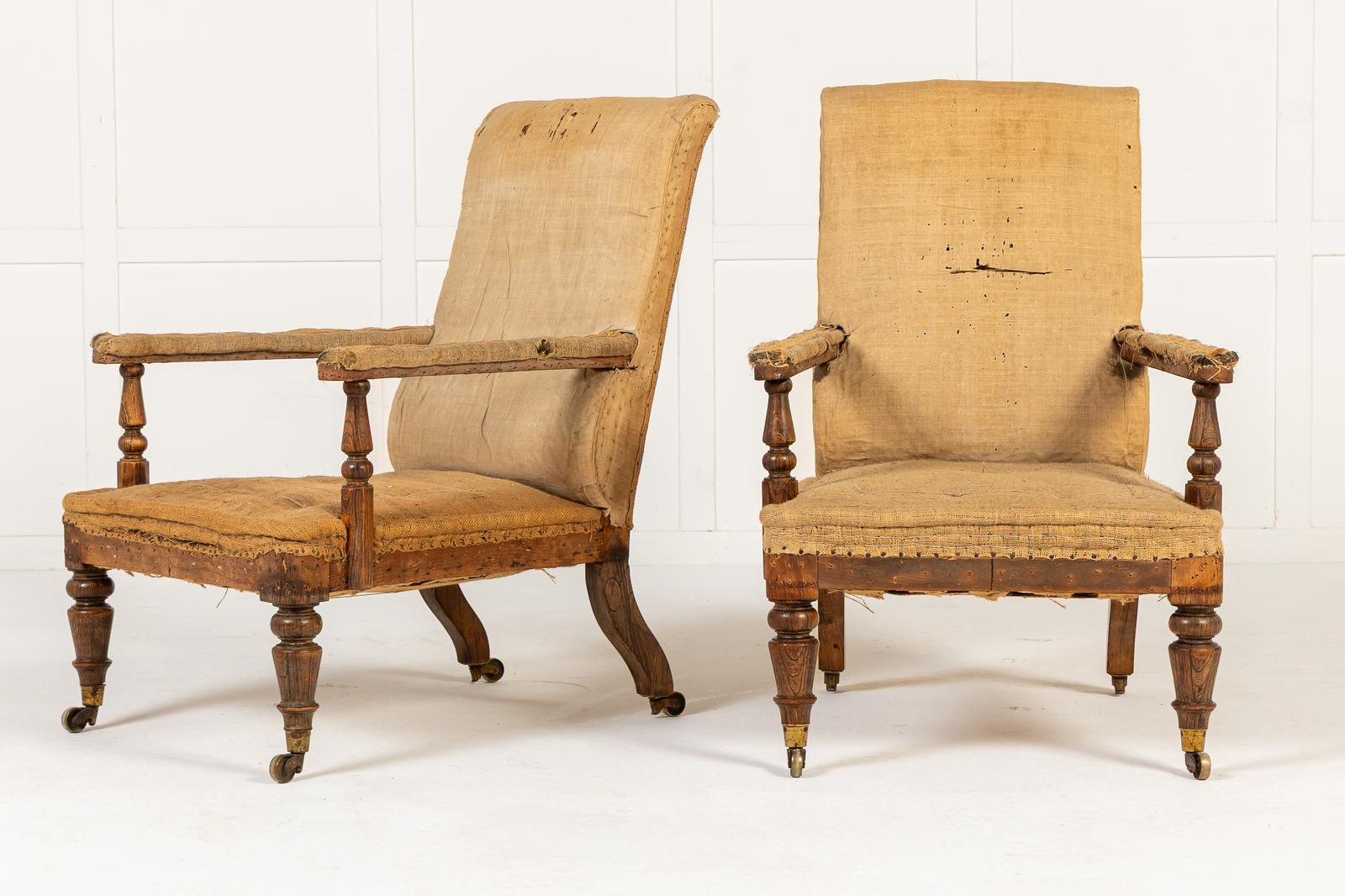 Pair of 19th Century English Faux Rosewood Library Armchairs (1 of 1)