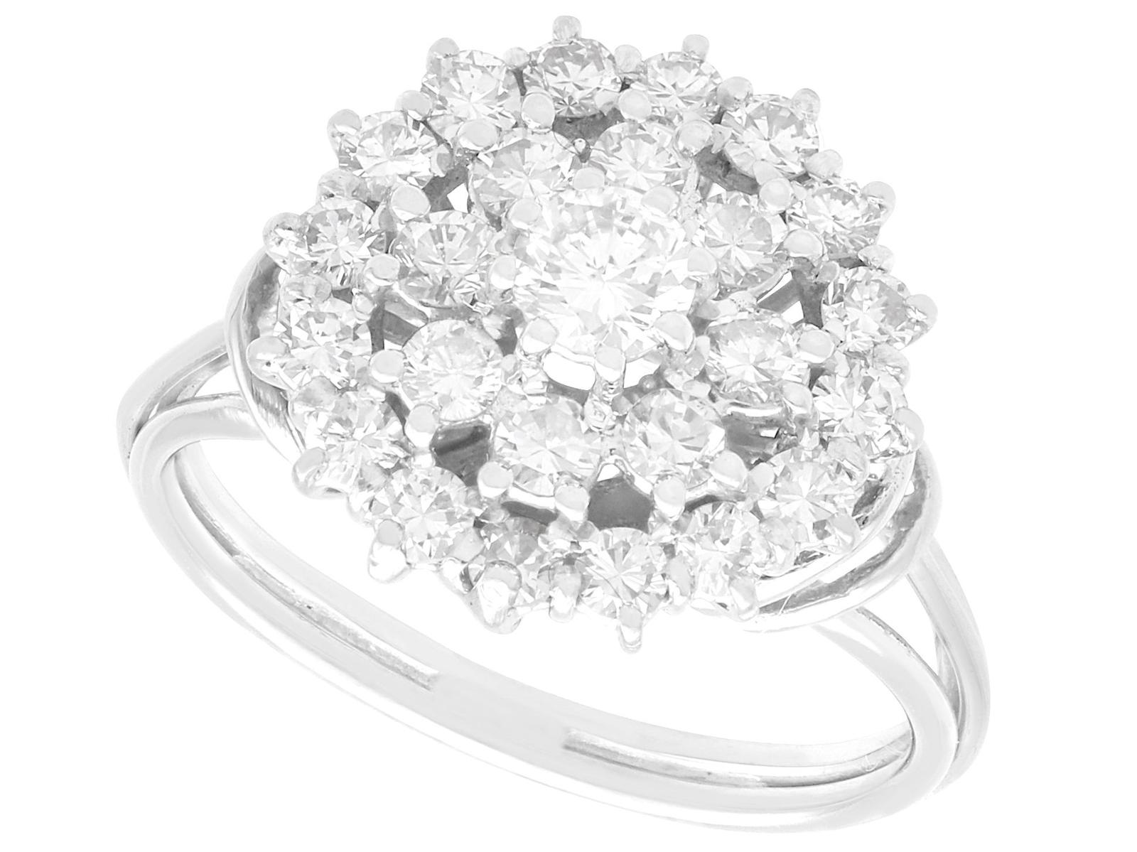 1.51ct Diamond & 18ct White Gold Cluster Ring - Vintage (1 of 11)