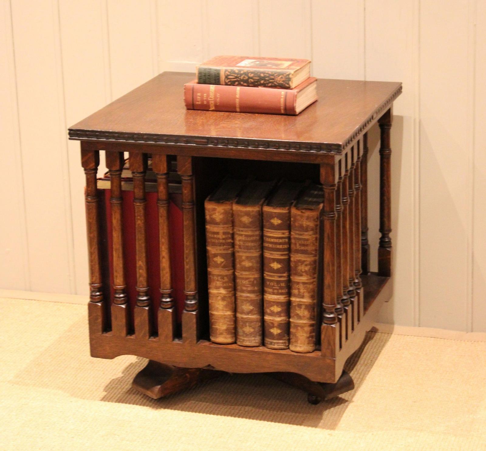 Substantial Low Oak Revolving Bookcase (1 of 11)