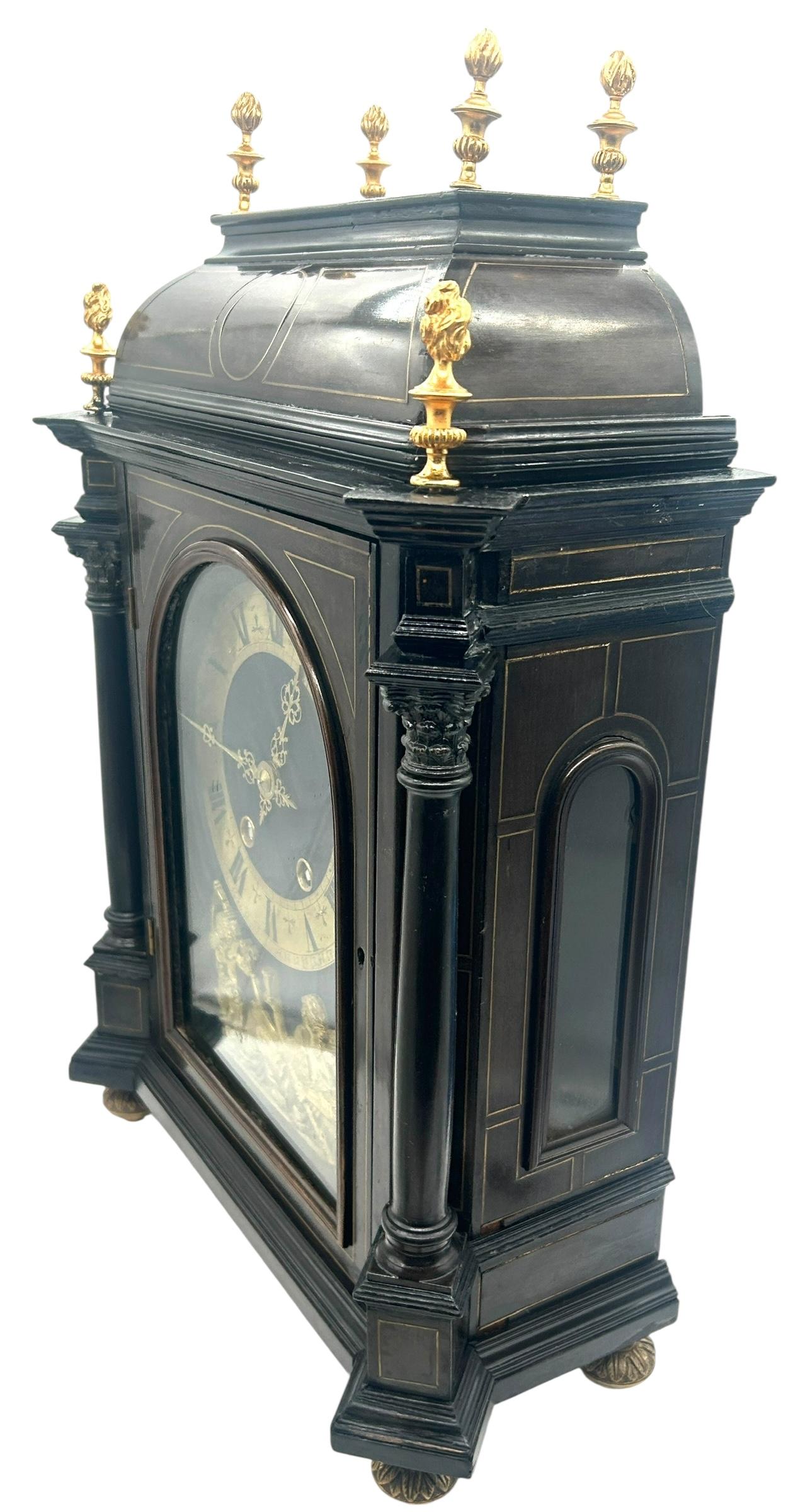 Impressive French Ebony & Brass Stringing Bracket Clock – 8-day Gong Striking (1 of 14) Impressive French Ebony & Brass Stringing Bracket Clock – 8-day Gong Striking (1 of 14)