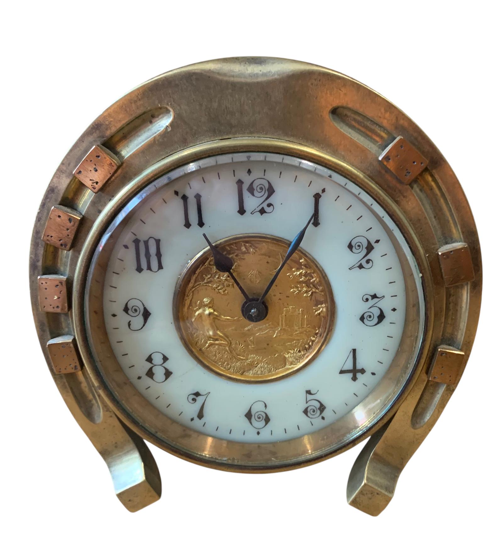 Fabulous Antique Novelty Be Lucky Horseshoe Mantel Clock – Ca1900 (1 of 11)
