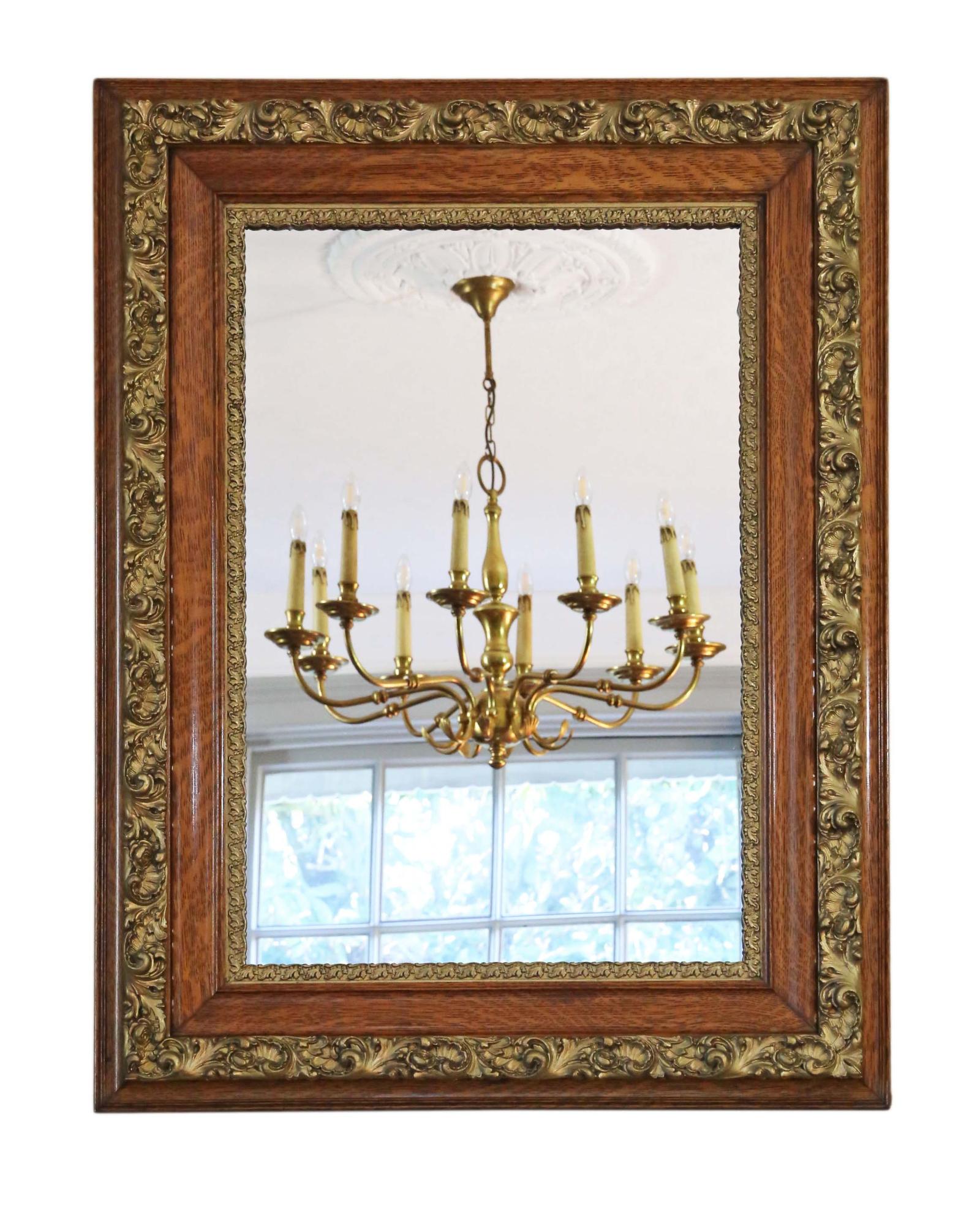 Large Oak & Gilt Overmantle Wall Mirror (1 of 6) Large Oak & Gilt Overmantle Wall Mirror (1 of 6)