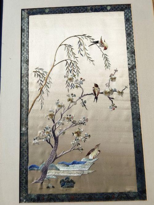 Vintage Oriental Glazed & Framed Silk Picture (1 of 11) Vintage Oriental Glazed & Framed Silk Picture (1 of 11)