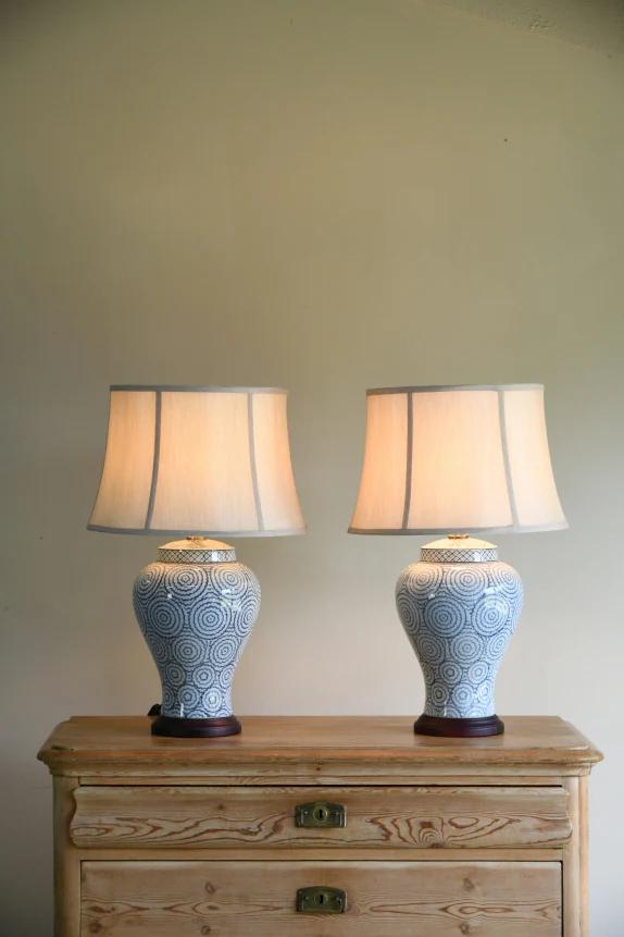 Pair Blue & White Porcelain Table Lamps (1 of 6)