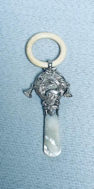 Delightful George V Silver & Mother-of-pearl Bird Rattle (1 of 7)