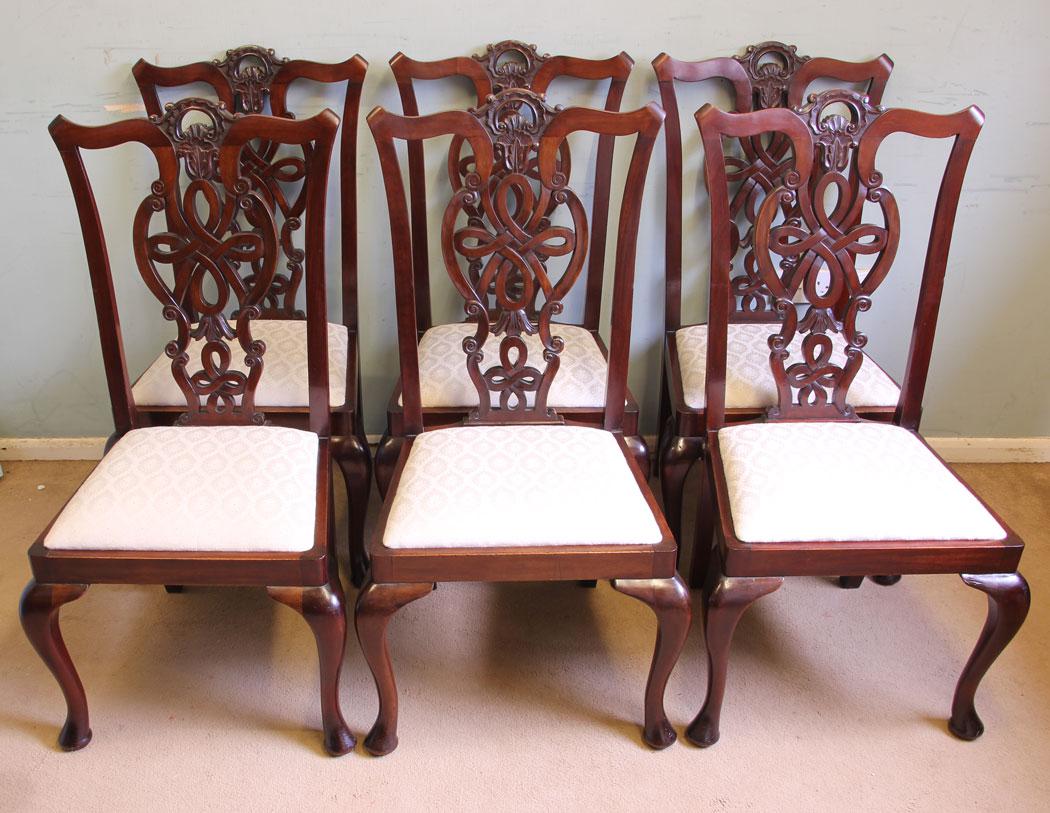 Antique Set of Six Antique Mahogany Chippendale Style Dining Chairs (1 of 9)
