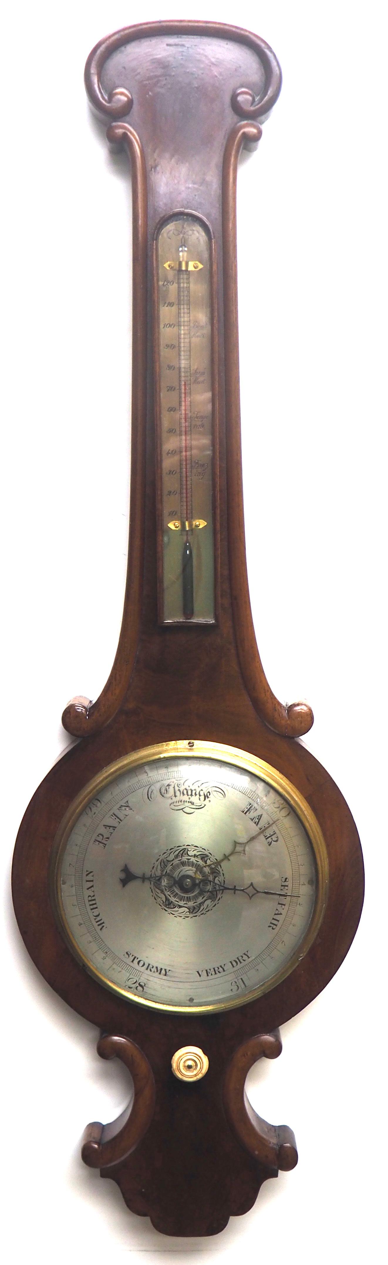 Good Mahogany Flame Mahogany Barometer Thermometer with Arched Top (1 of 9) Good Mahogany Flame Mahogany Barometer Thermometer with Arched Top (1 of 9)
