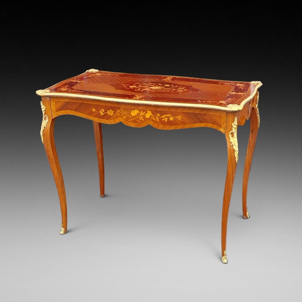 Early 20th Century French Kingwood & Sycamore Floral Marquetry Writing Table (1 of 8)