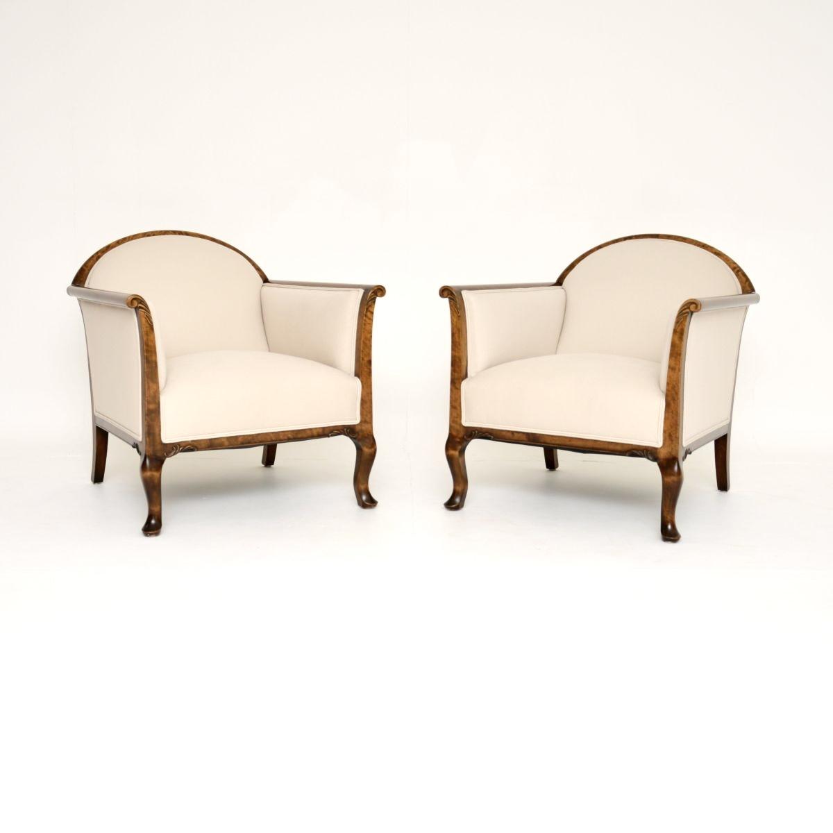 Pair of Antique Swedish Satin Birch Armchairs (1 of 11)
