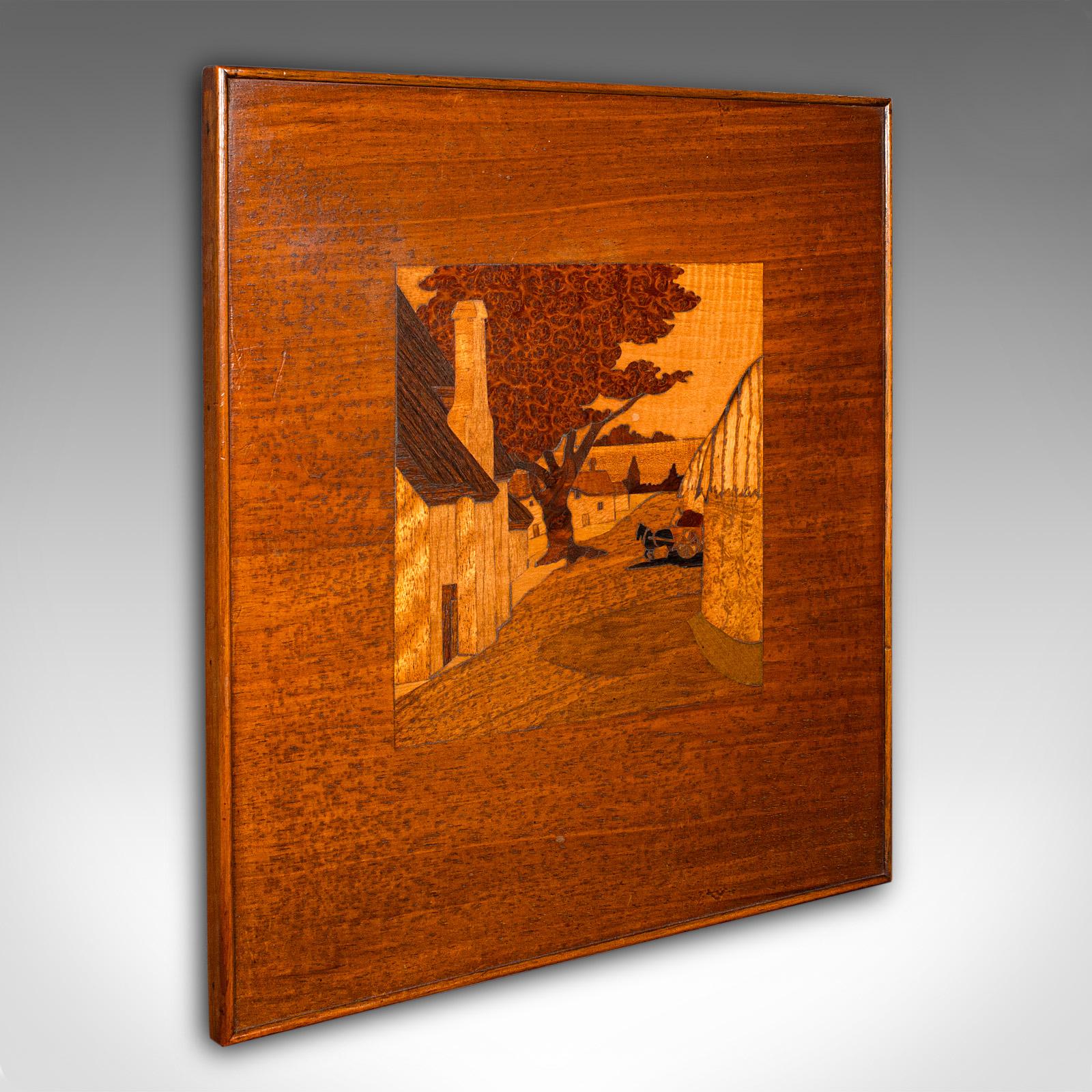 Antique Landscape Panel, English, Marquetry, Farmyard Scene - Edwardian c.1910 (1 of 7)