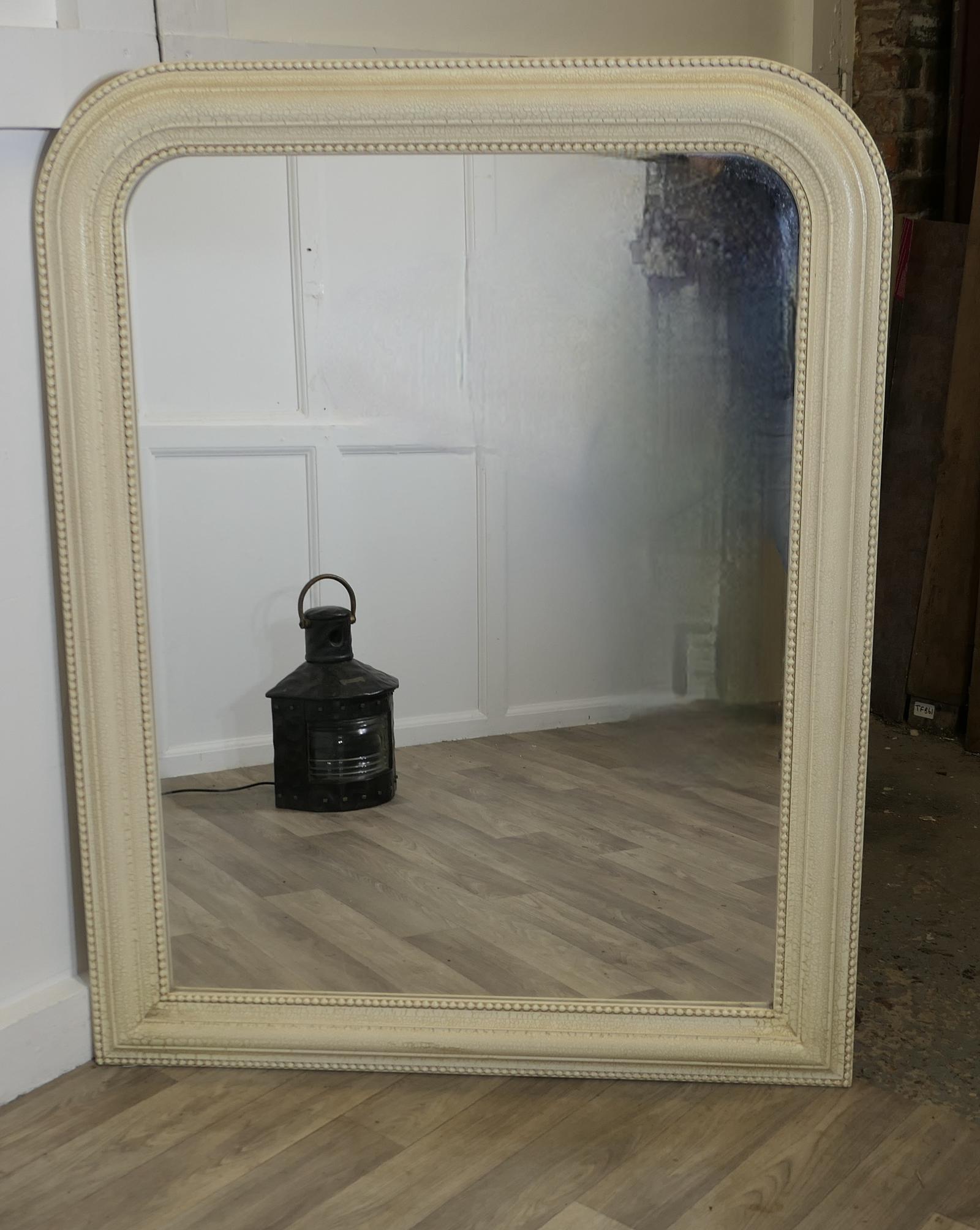 Tall Crackle Finish Painted Overmantle Mirror (1 of 7)