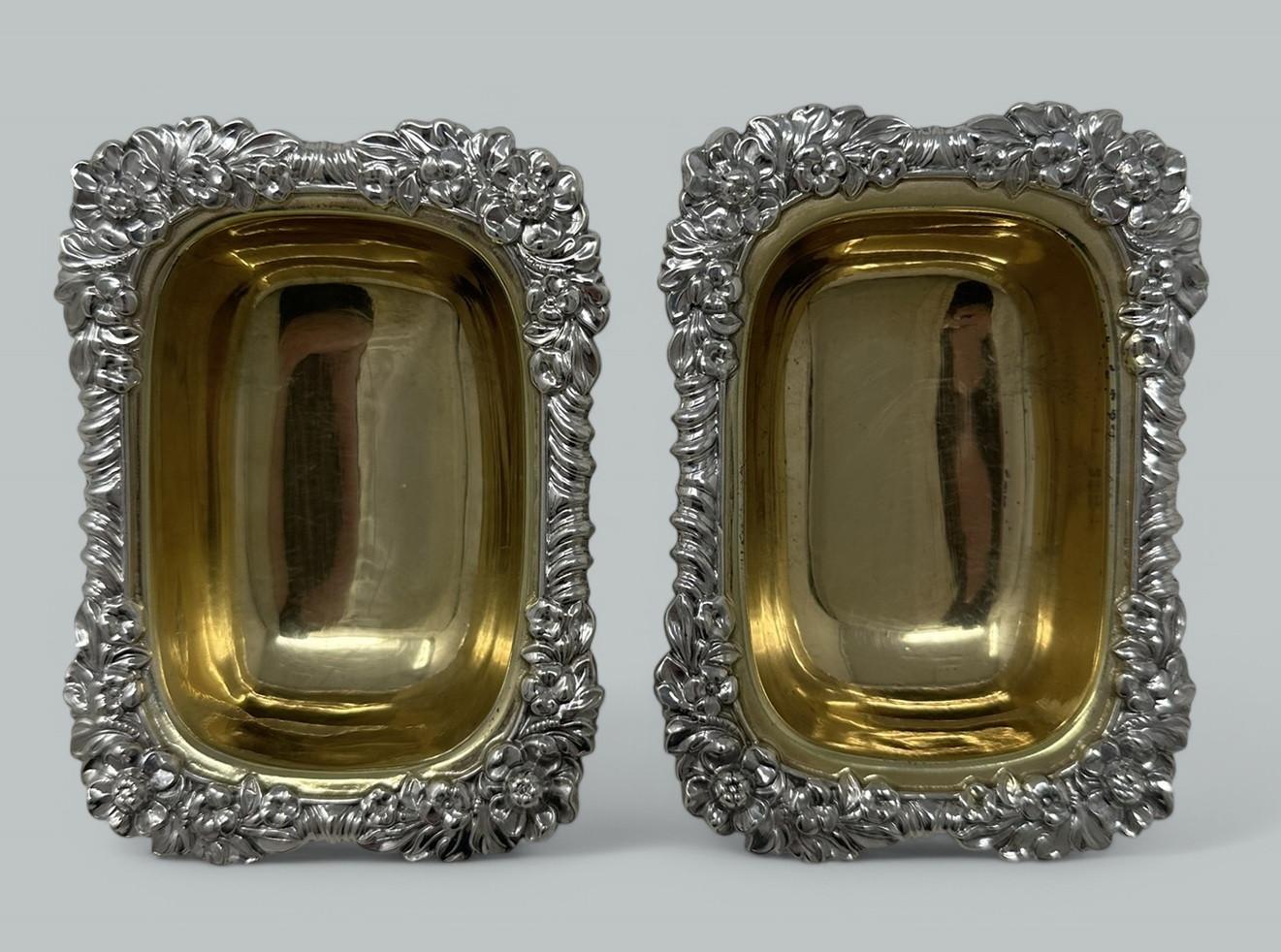 Antique Georgian Sterling Silver Gilt Pair of Salts Cellars 1817 Kirby Waterhouse (1 of 8)