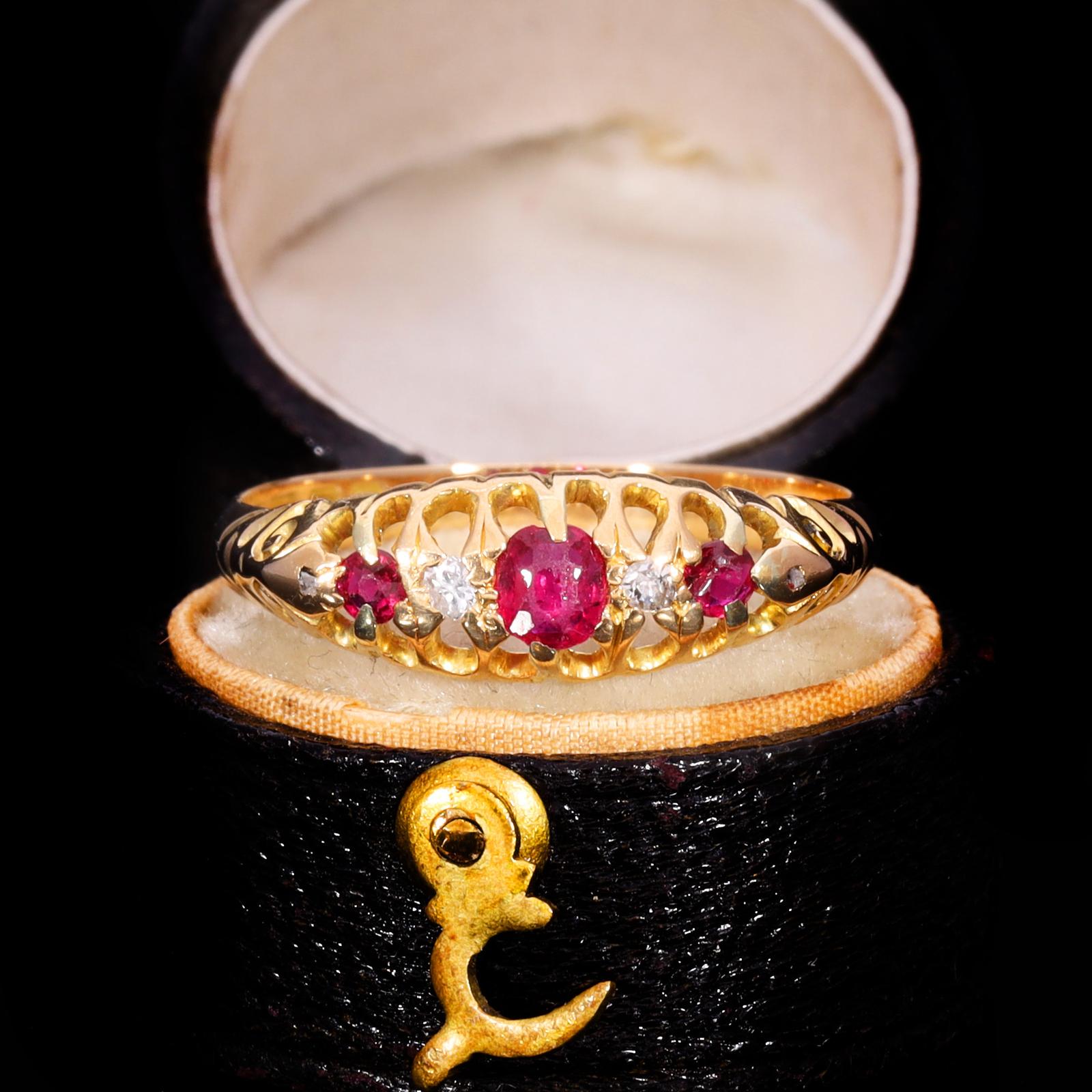 The Antique Edwardian 1910 Ruby & Diamond Ring (1 of 11)