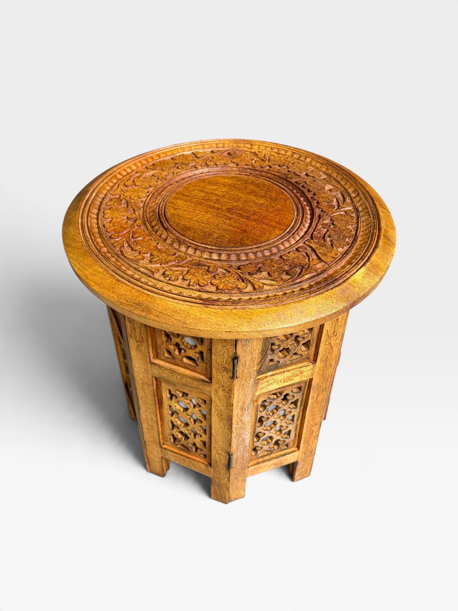 Small Hand-carved Folding Table from Hoshiarpur (1 of 10) Small Hand-carved Folding Table from Hoshiarpur (1 of 10)