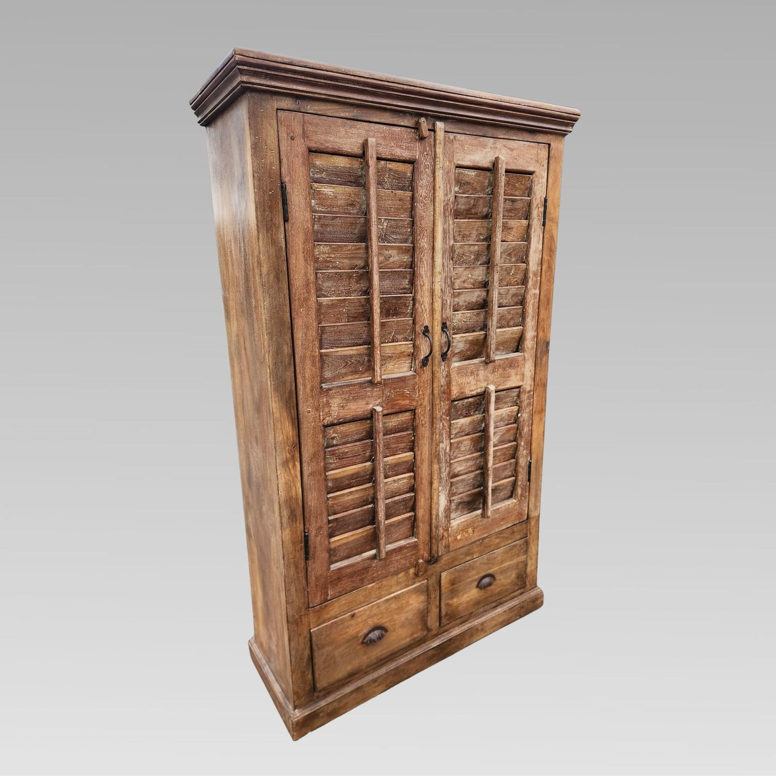 Indian Cupboard Wardrobe Quality Reclaimed Unique Indian Rosewood Louvre Door Storage Cupboard / Wardrobe (1 of 10) Indian Cupboard Wardrobe Quality Reclaimed Unique Indian Rosewood Louvre Door Storage Cupboard / Wardrobe (1 of 10)