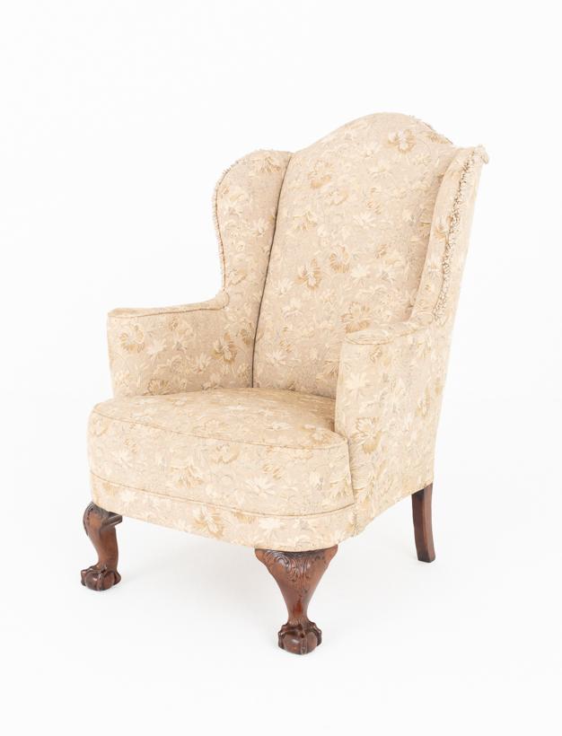 Chippendale Style Upholstered Wing Chair (1 of 6)
