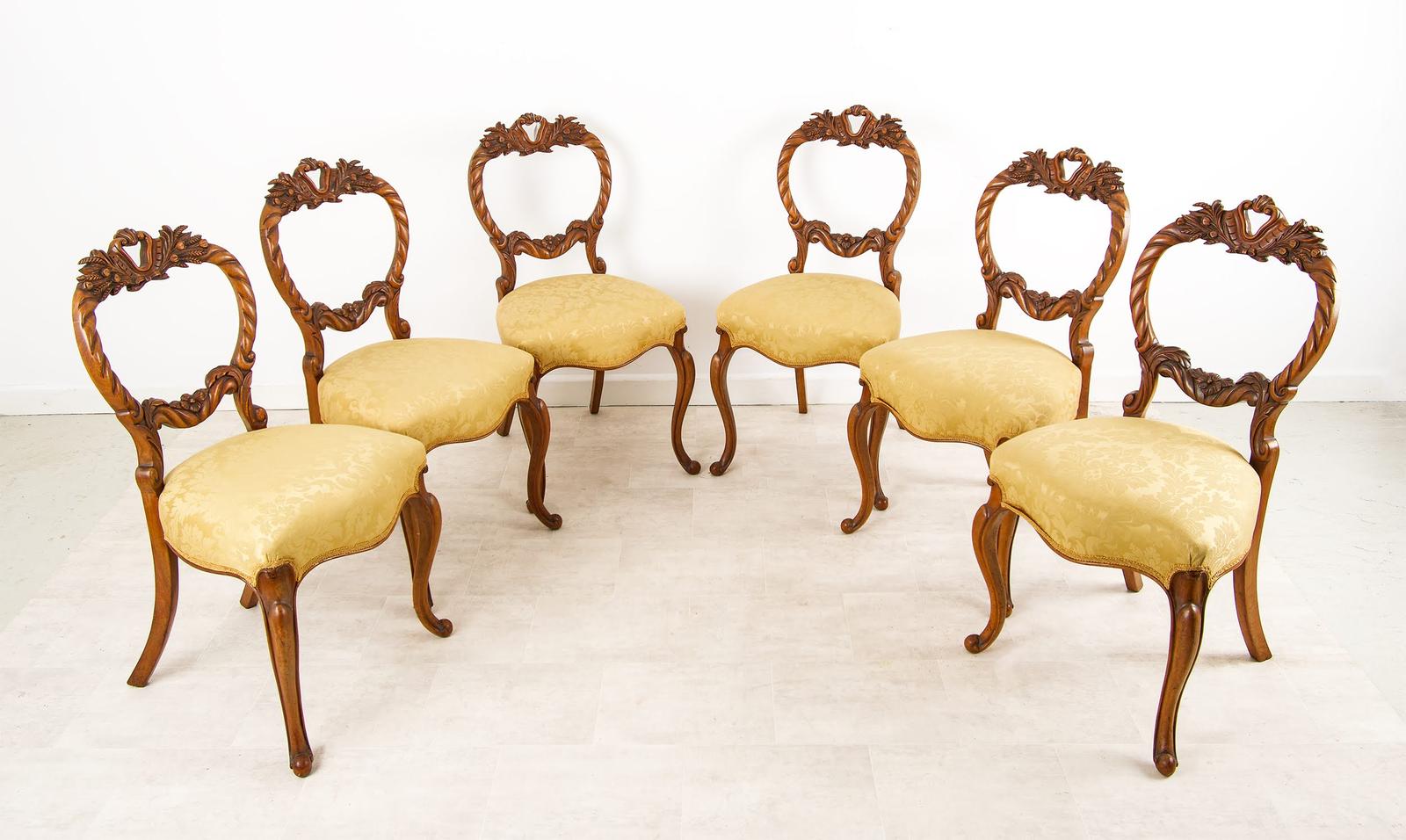 Set Of Six Antique Walnut Balloon Back Dining Chairs (1 of 6) Set Of Six Antique Walnut Balloon Back Dining Chairs (1 of 6)