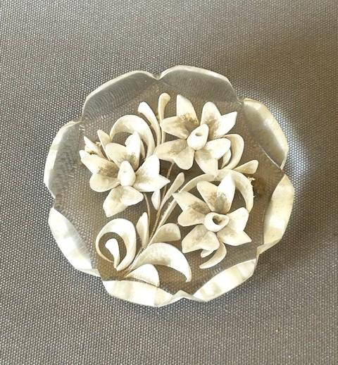 French Reverse Carved Lucite Brooch (1 of 4)