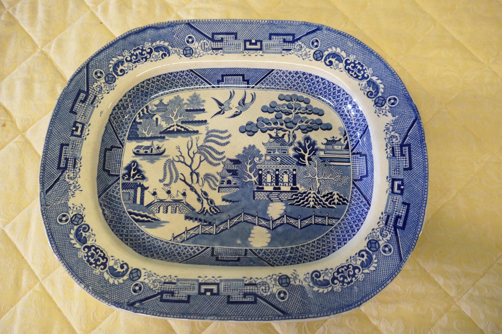 Victorian Ironstone Willow Pattern Meat Plate (1 of 5)