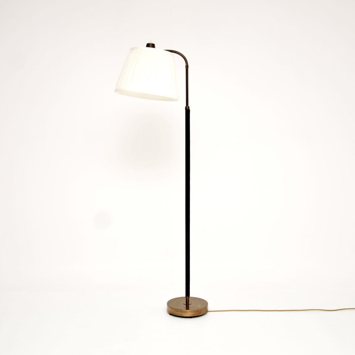 Vintage Swedish Leather & Brass Floor Lamp (1 of 8) Vintage Swedish Leather & Brass Floor Lamp (1 of 8)