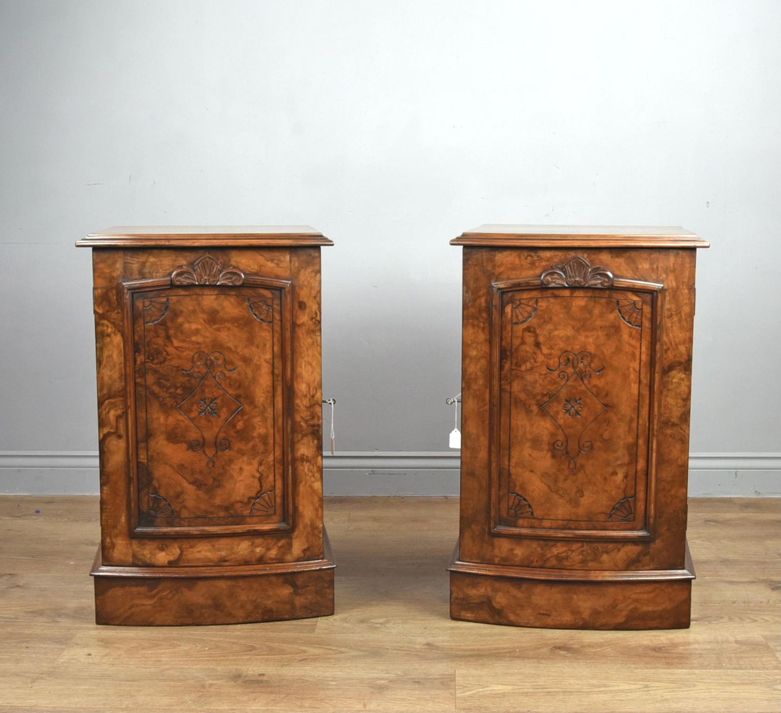 Fine Pair of Victorian Burr Walnut Bedside Cabinets (1 of 1) Fine Pair of Victorian Burr Walnut Bedside Cabinets (1 of 1)