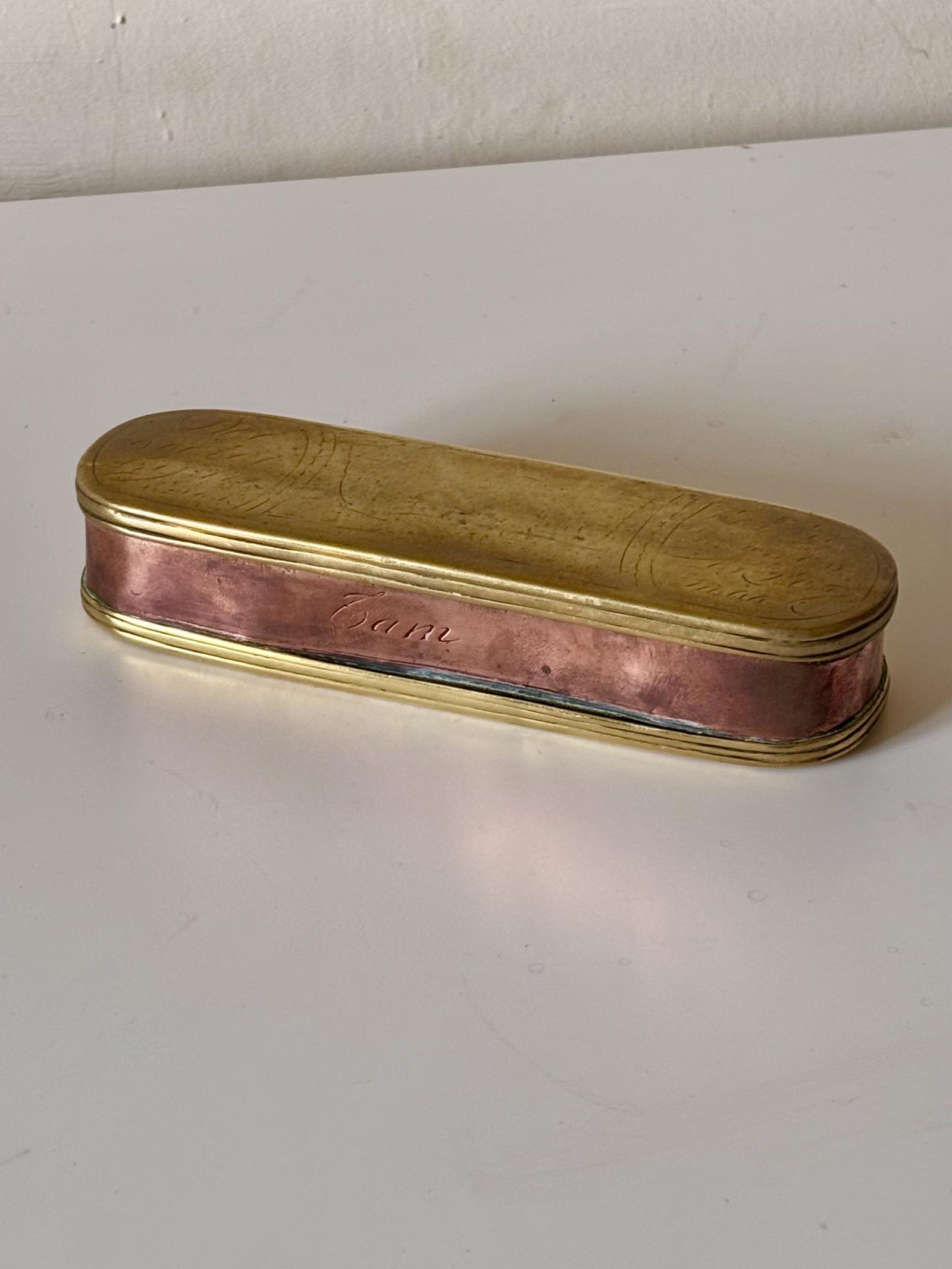 18th Century Brass & Copper Dutch Tobacco Box - Engraved Fam (1 of 13) 18th Century Brass & Copper Dutch Tobacco Box - Engraved Fam (1 of 13)