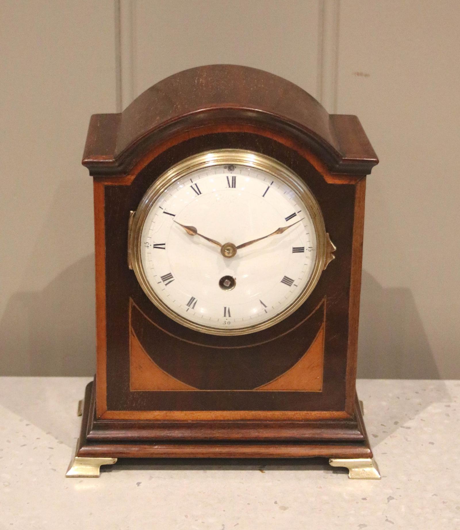 Mahogany & Satinwood Inlay Mantel Clock (1 of 10)