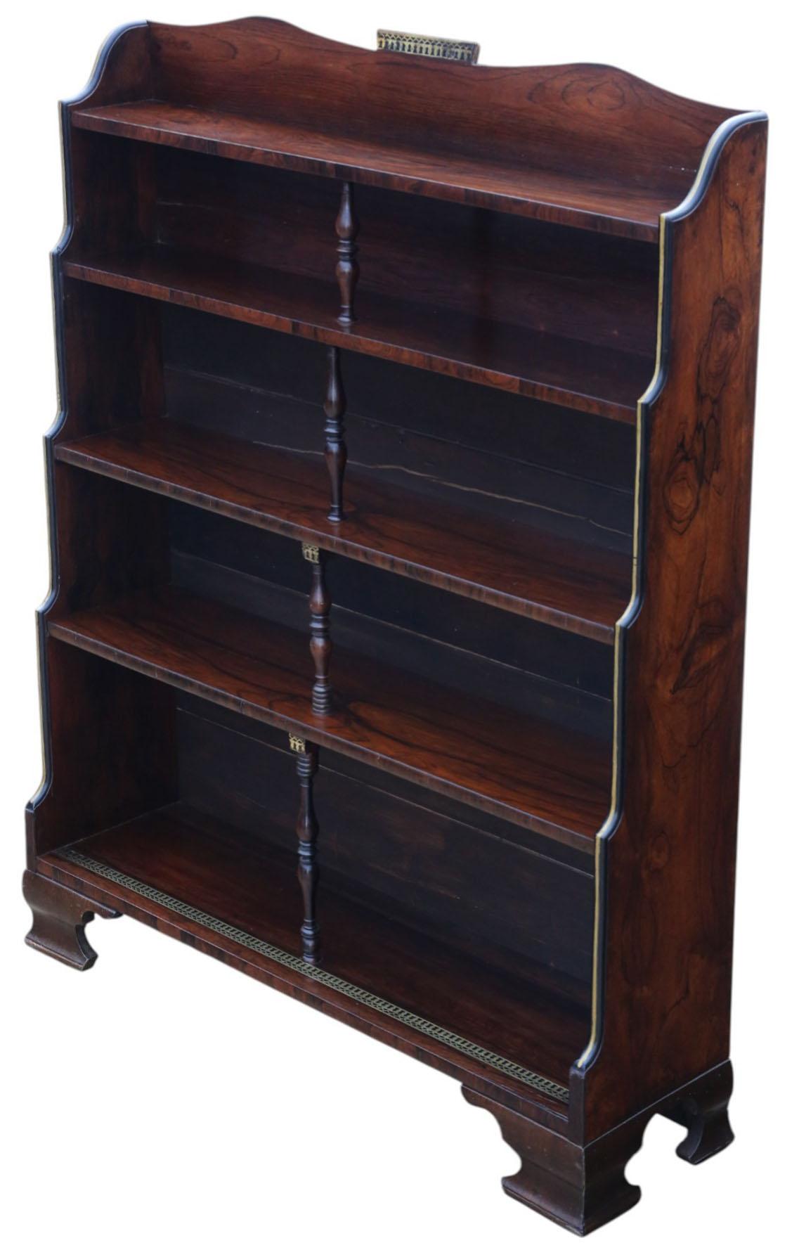 Antique 19th Century Fine Quality Rosewood Waterfall Bookcase Wall Shelves (1 of 7)