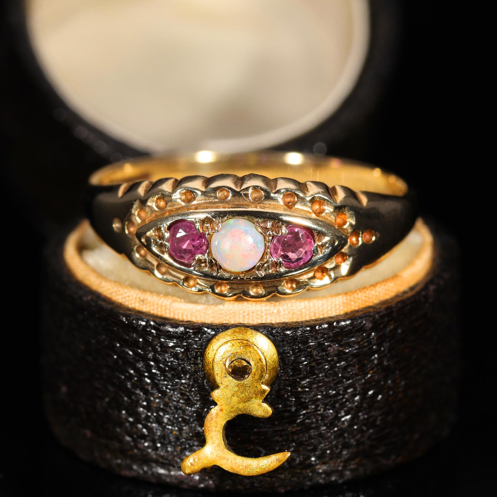 The Vintage 1997 Ruby and Opal Boat Ring (1 of 7)