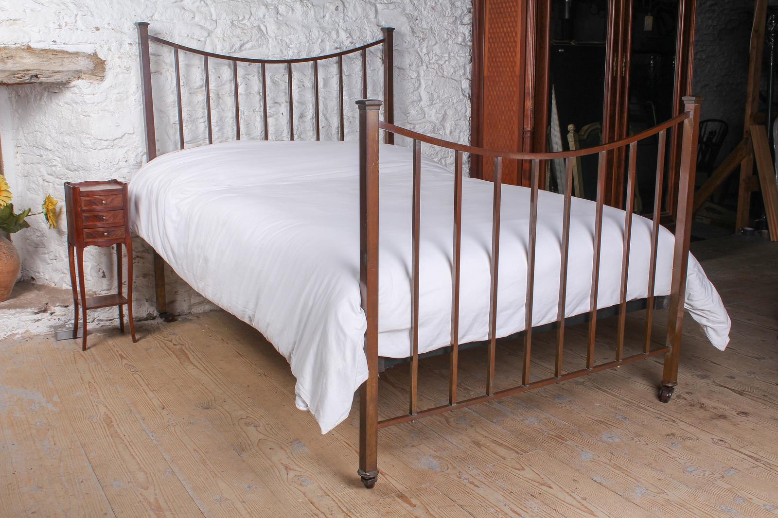 Gorgeous Patina All Brass Dip Rail Double Bed (1 of 8)
