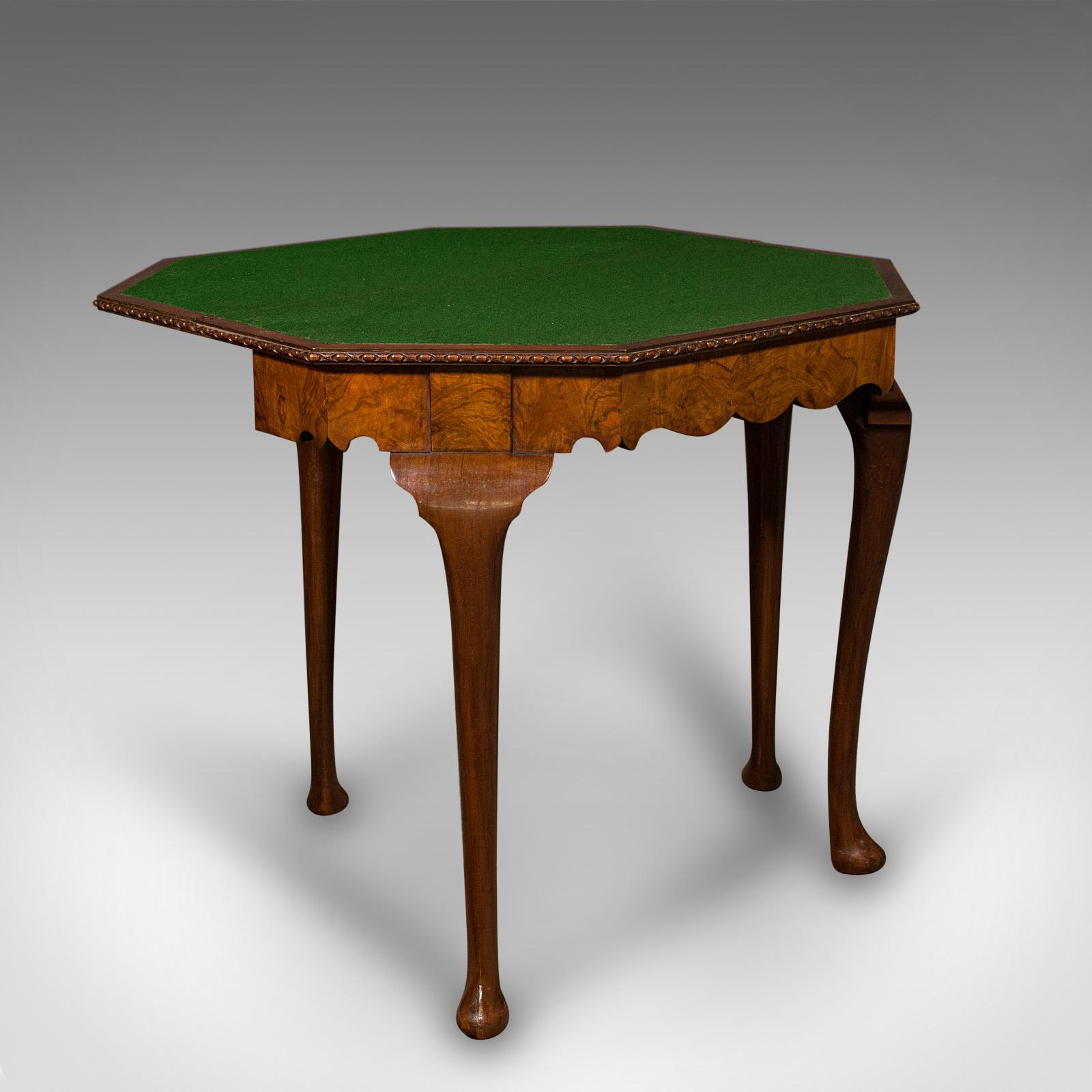 Antique Fold Over Card Table, English Walnut, Games, Georgian Revival, Edwardian (1 of 12)
