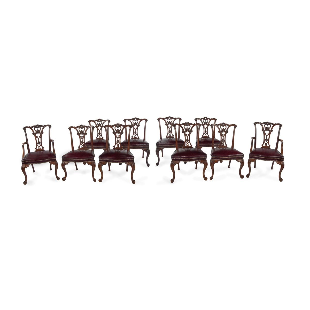 Fine Set of 10 George III Style Mahogany Dining Chairs Stamped Gillows - After Designs by Robert Manwaring c.1890 (1 of 15) Fine Set of 10 George III Style Mahogany Dining Chairs Stamped Gillows - After Designs by Robert Manwaring c.1890 (1 of 15)