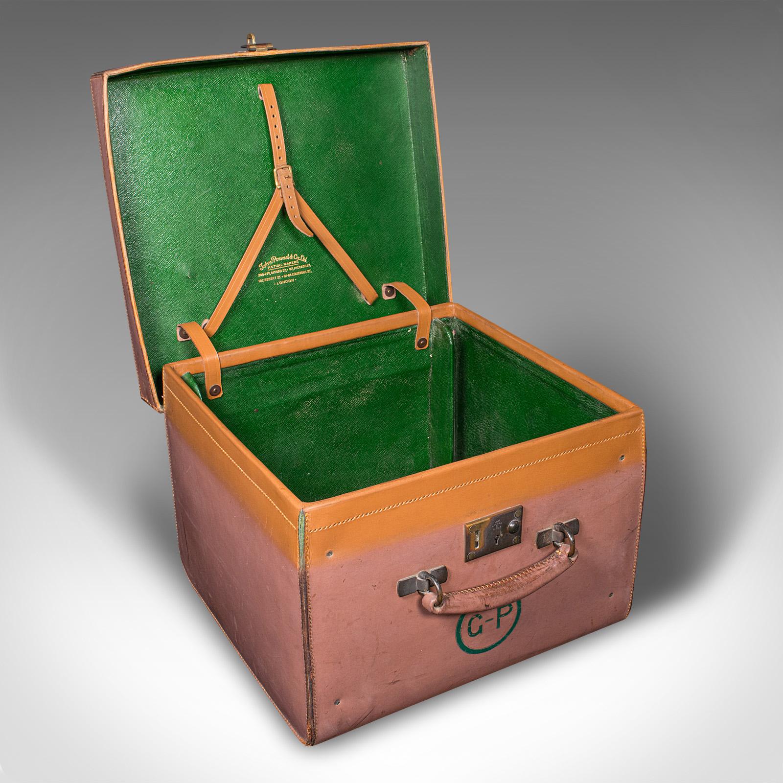 Small Antique Picnic Case, English, Leather, Suitcase, John Pound, Circa 1920 (1 of 11)