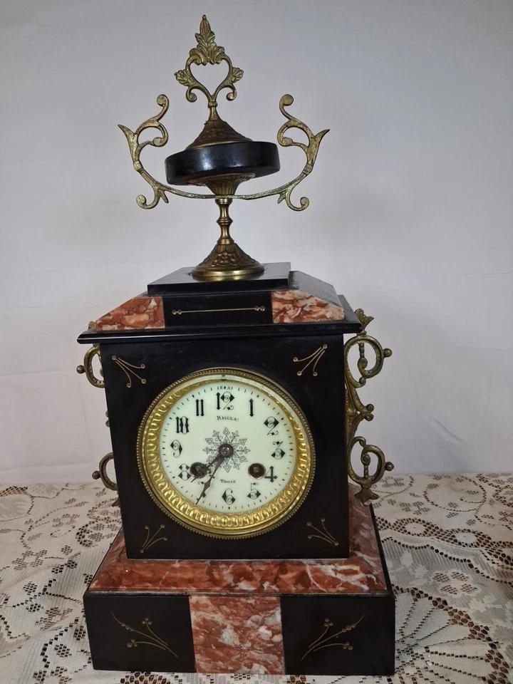 Antique French Mantle Clock Marble (1 of 9)