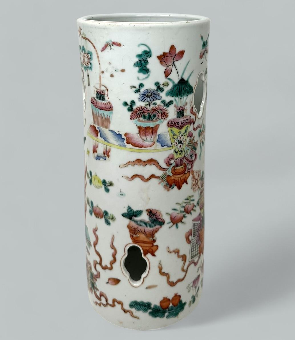 Antique Famille Rose Medalion Canton Cantonese Chinese Porcelain Wig Hat Stand (1 of 11)