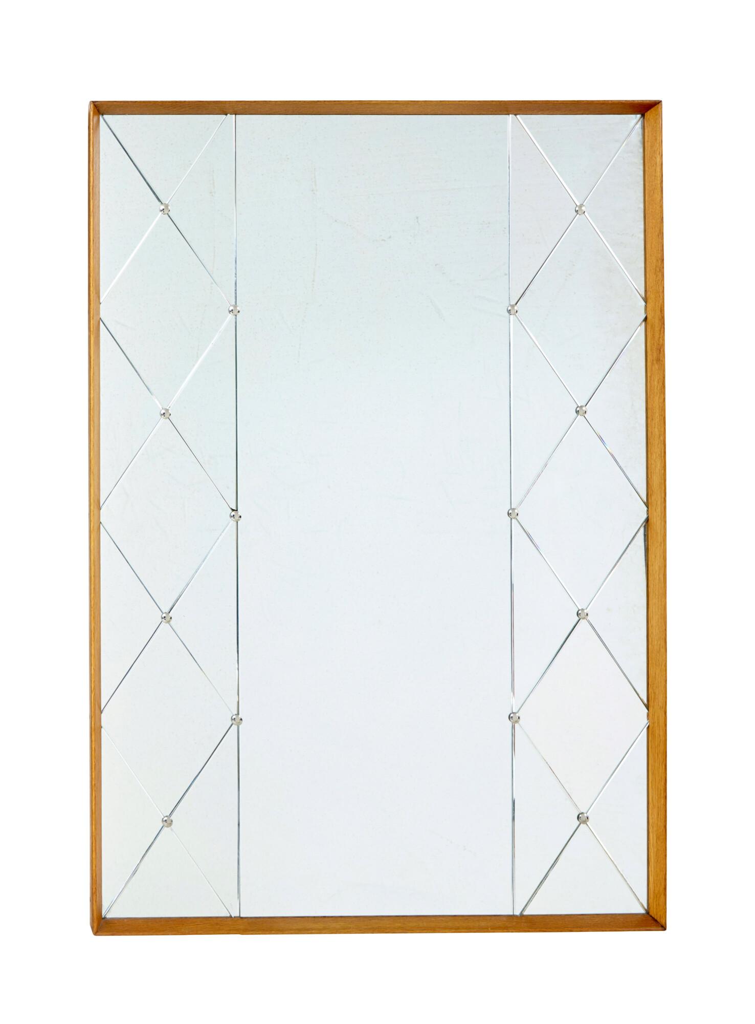 Large Mid Century Swedish Oak Framed Harlequin Wall Mirror (1 of 7) Large Mid Century Swedish Oak Framed Harlequin Wall Mirror (1 of 7)